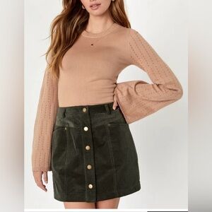 Lulus  Olive green corduroy miniskirt with a charming feel
Lulus